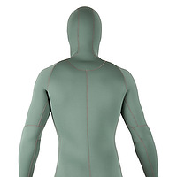 Back view of a male olive JMJ beavertail jacket with attached hood