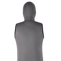Back view of a grey male JMJ Hooded Vest
