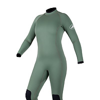Front view of an olive female JMJ One Piece Fullsuit with back zip