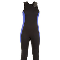 Front view of the JMJ Farmer John wetsuit in black with magic trim