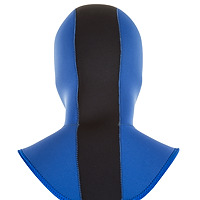 Back view of the JMJ Hood with Coldwater Bib in blue with black trim
