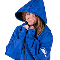 A female wearing a blue JMJ Polar Fleece Jacket 