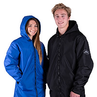 A female wearing a blue JMJ Polar Fleece Jacket and a male wearing a black JMJ Polar Fleece Jacket