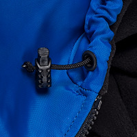 Closeup photo of the drawstrings and barrel lock on a JMJ Polar Fleece Jacket