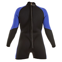 Back view of the JMJ Step In Jacket wetsuit in black with magic trim